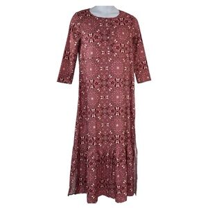 MISSLOOK Women Maxi Dress Sz‎ Lg Caftan Muumuu Lounge Gypsy Tiered Side Slit